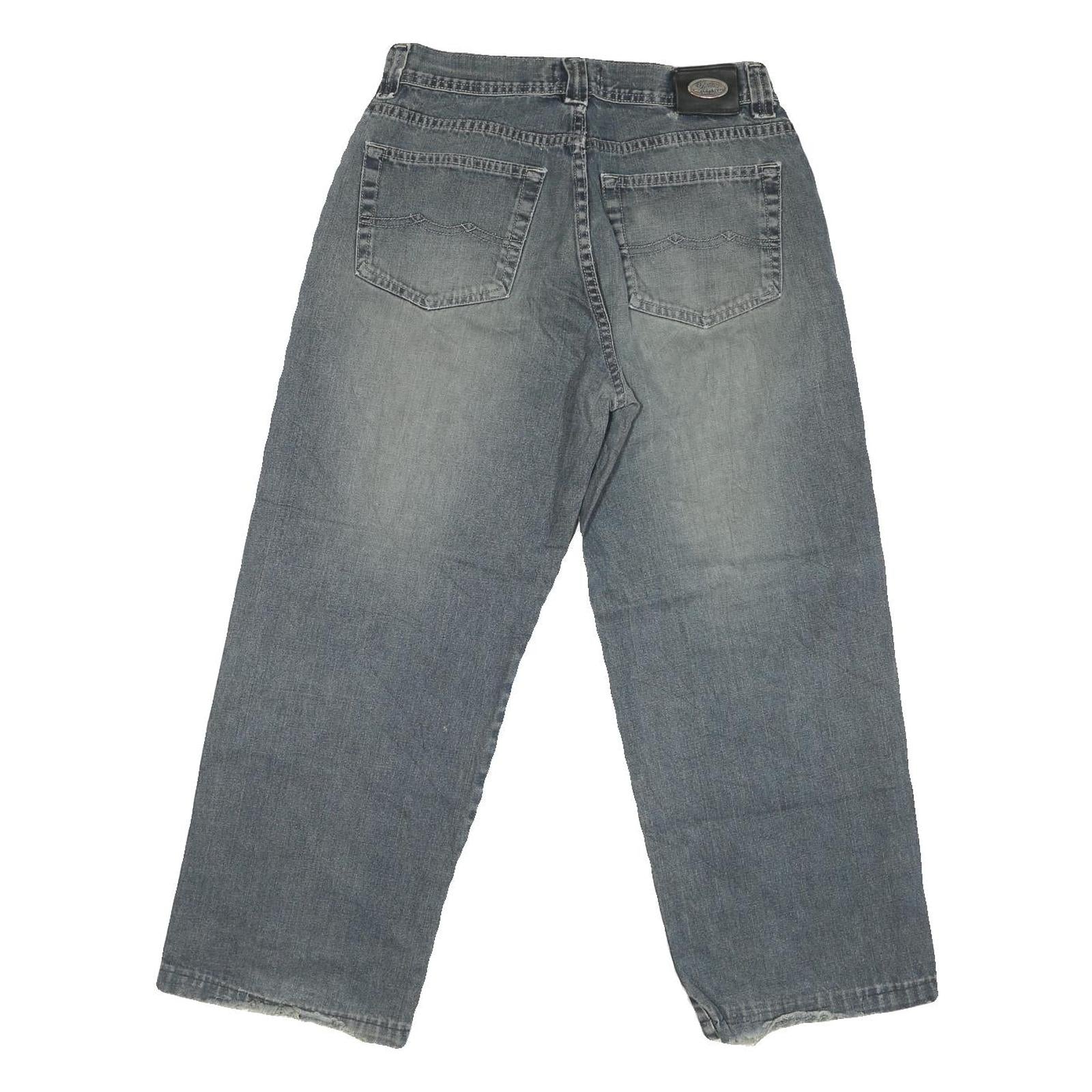 INDIAN Mens Classic Blue Denim Stone Wash Jeans W30 L27 Relaxed Fit Zip