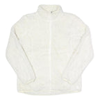 FILA Womens White Faux Fur Jacket L Polyester Zip Up Casual Cozy Outerwear