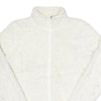 FILA Womens White Faux Fur Jacket L Polyester Zip Up Casual Cozy Outerwear