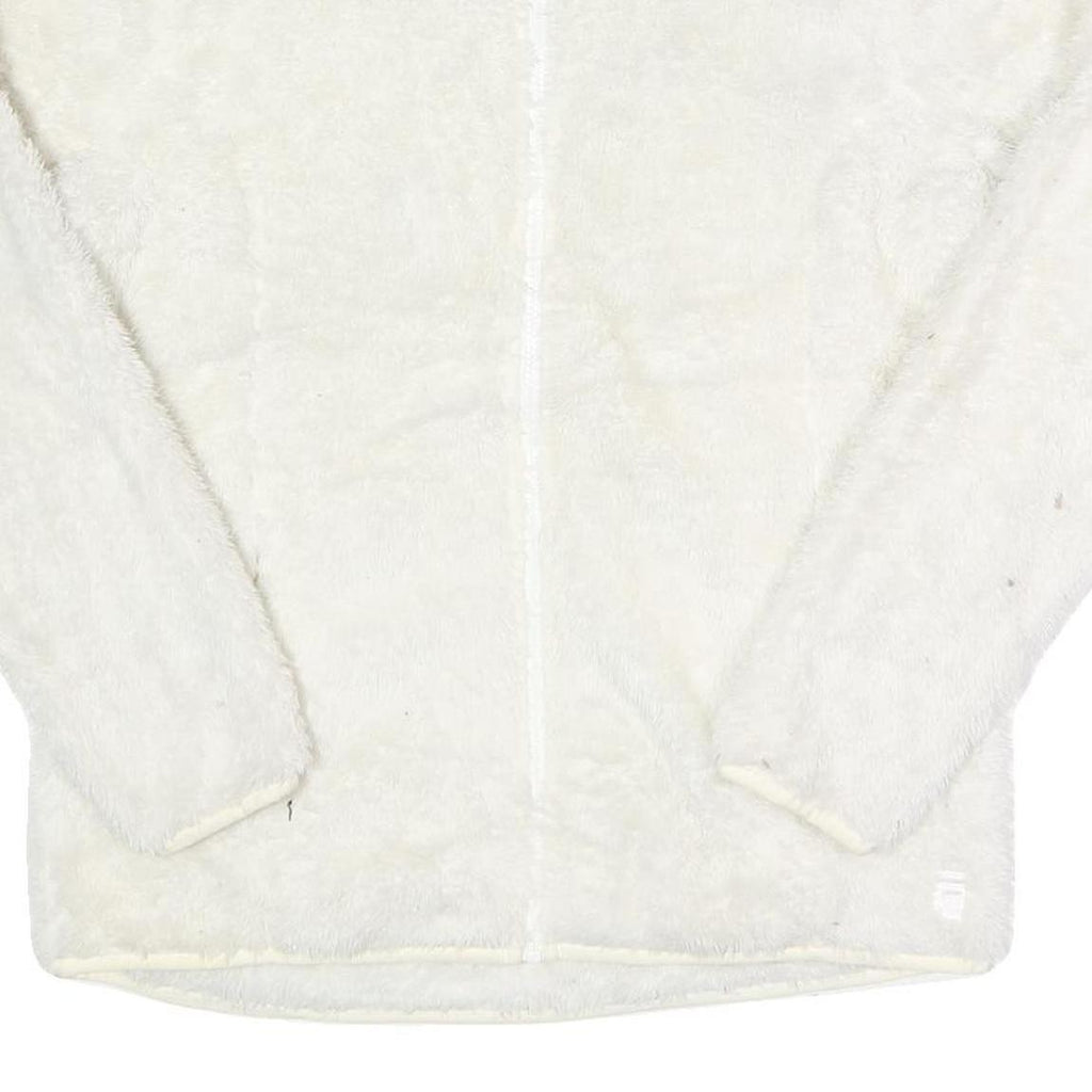 FILA Womens White Faux Fur Jacket L Polyester Zip Up Casual Cozy Outerwear