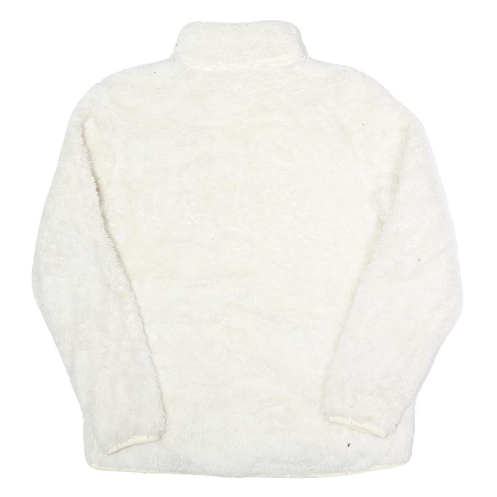 FILA Womens White Faux Fur Jacket L Polyester Zip Up Casual Cozy Outerwear