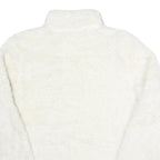 FILA Womens White Faux Fur Jacket L Polyester Zip Up Casual Cozy Outerwear