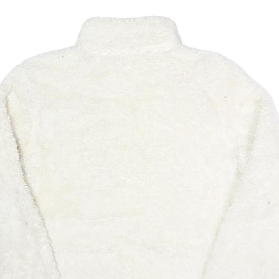 FILA Womens White Faux Fur Jacket L Polyester Zip Up Casual Cozy Outerwear