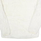 FILA Womens White Faux Fur Jacket L Polyester Zip Up Casual Cozy Outerwear