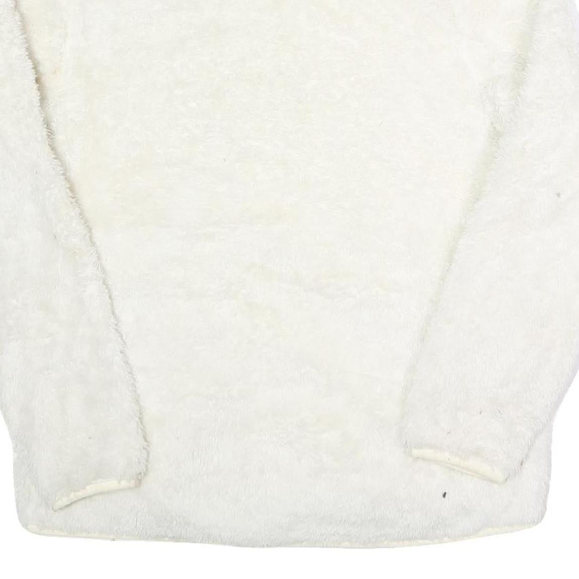 FILA Womens White Faux Fur Jacket L Polyester Zip Up Casual Cozy Outerwear