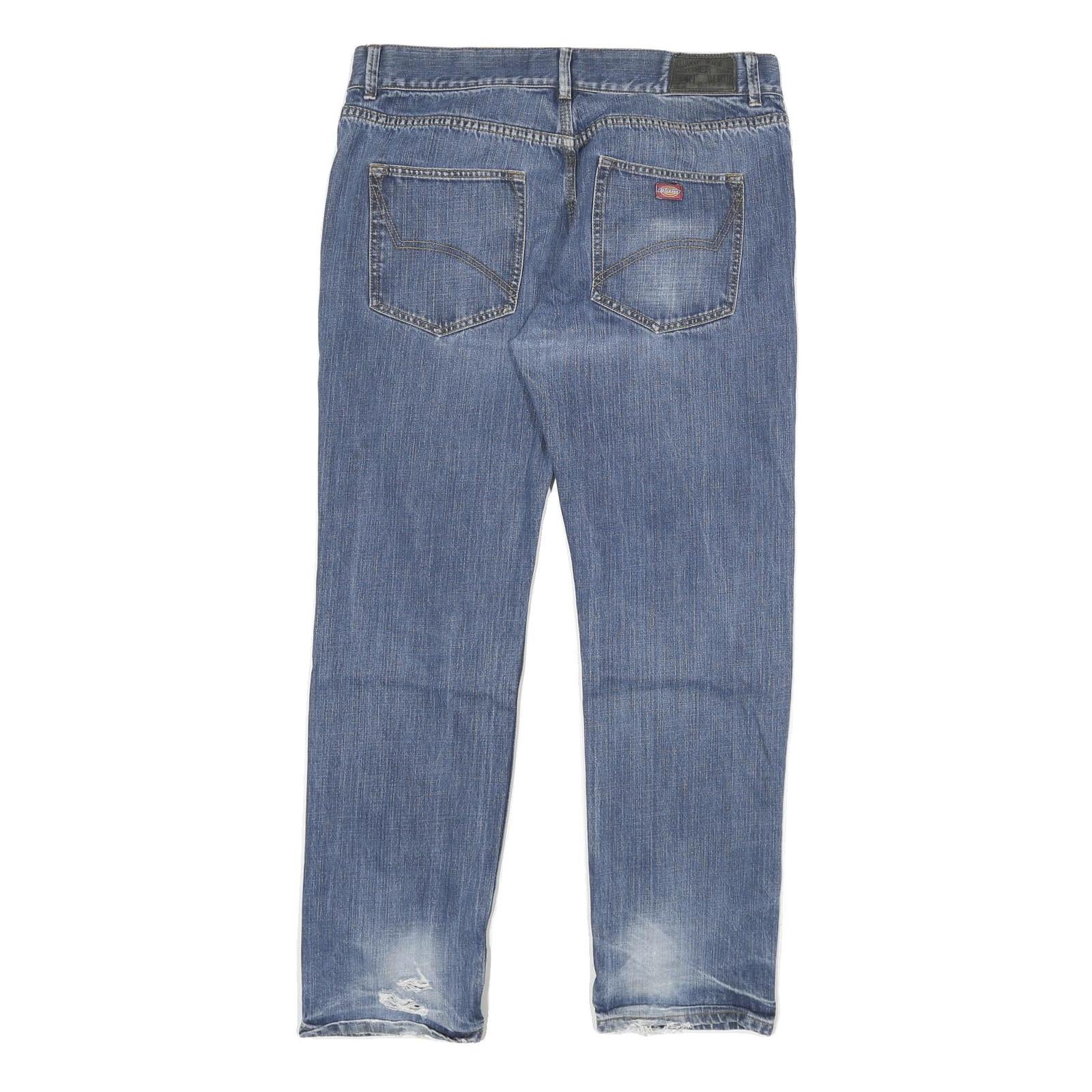 DICKIES Mens Blue Denim Regular Straight Cotton Blend Medium W36 L32 Casual