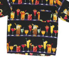MONTICEUTTI Mens Black Cocktail Print Shirt XL Vibrant Polyester Casual Summer