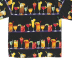 MONTICEUTTI Mens Black Cocktail Print Shirt XL Vibrant Polyester Casual Summer