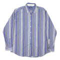 NAUTICA Mens Blue & Grey Stripe Shirt XL Cotton Blend Long Sleeve Casual