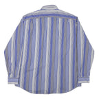 NAUTICA Mens Blue & Grey Stripe Shirt XL Cotton Blend Long Sleeve Casual
