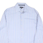 TOMMY HILFIGER Mens Blue & White Striped Shirt L Classic Fit Cotton Blend