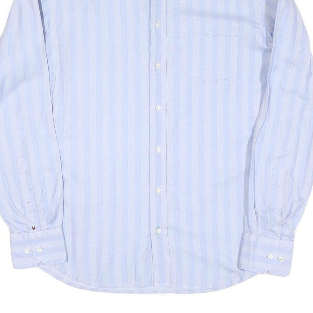 TOMMY HILFIGER Mens Blue & White Striped Shirt L Classic Fit Cotton Blend