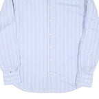 TOMMY HILFIGER Mens Blue & White Striped Shirt L Classic Fit Cotton Blend