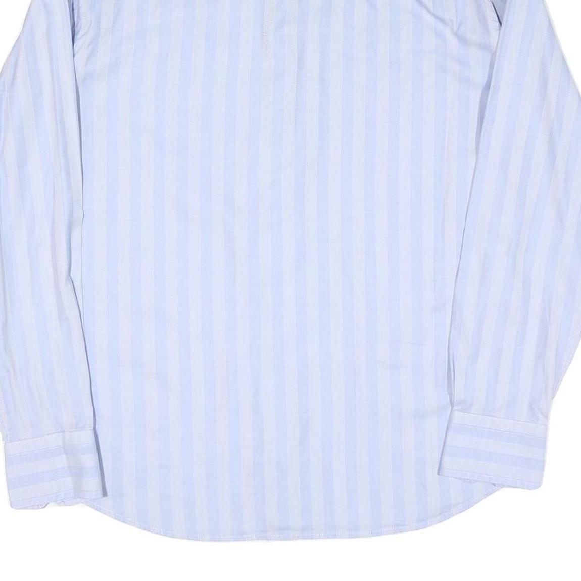 TOMMY HILFIGER Mens Blue & White Striped Shirt L Classic Fit Cotton Blend