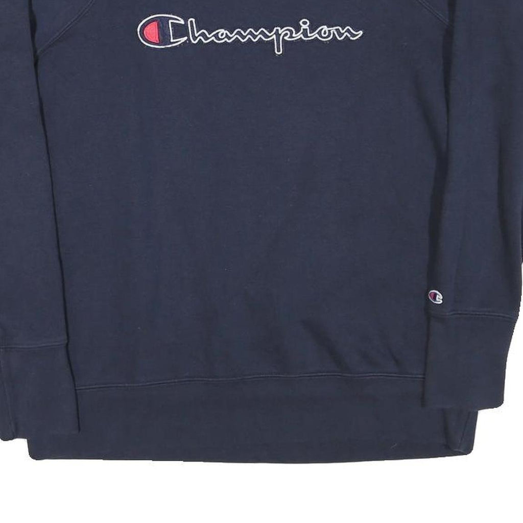 CHAMPION Mens Blue Navy Crew Neck S Cotton Blend Pullover Sweatshirt Logo