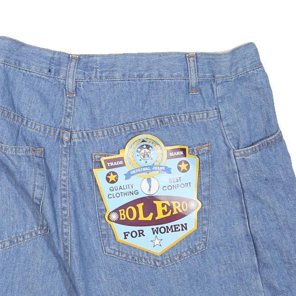 BOLERO Womens Blue Denim Mini Cotton Blend Skirt Button Closure S Stylish Casual