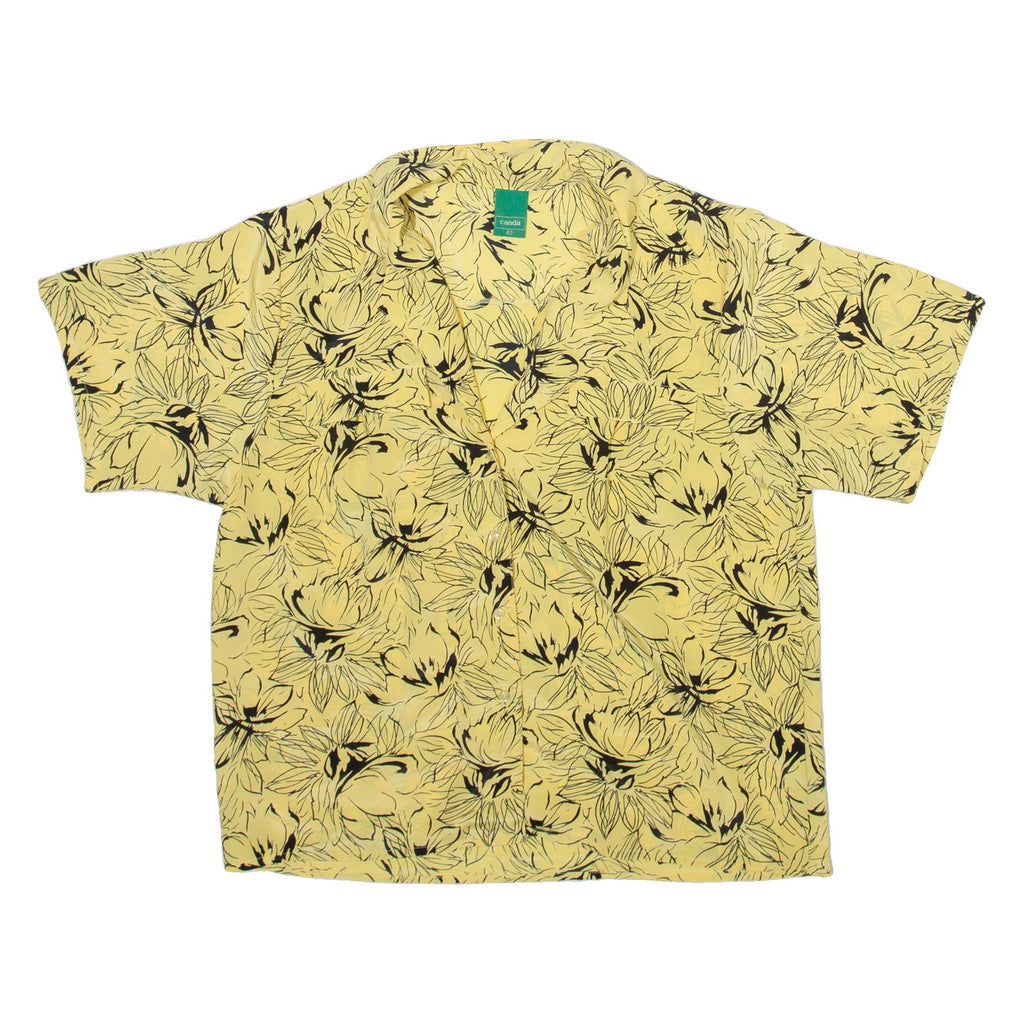 CANDA Womens Printed Shirt Yellow Collared Viscose Floral M