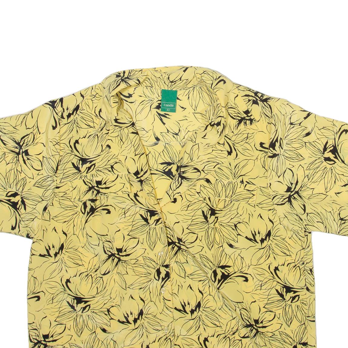 CANDA Womens Printed Shirt Yellow Collared Viscose Floral M