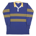 TASMAN Mens Blue & Yellow Long Sleeve Striped M Cotton Blend Rugby Style Polo