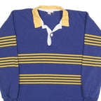 TASMAN Mens Blue & Yellow Long Sleeve Striped M Cotton Blend Rugby Style Polo