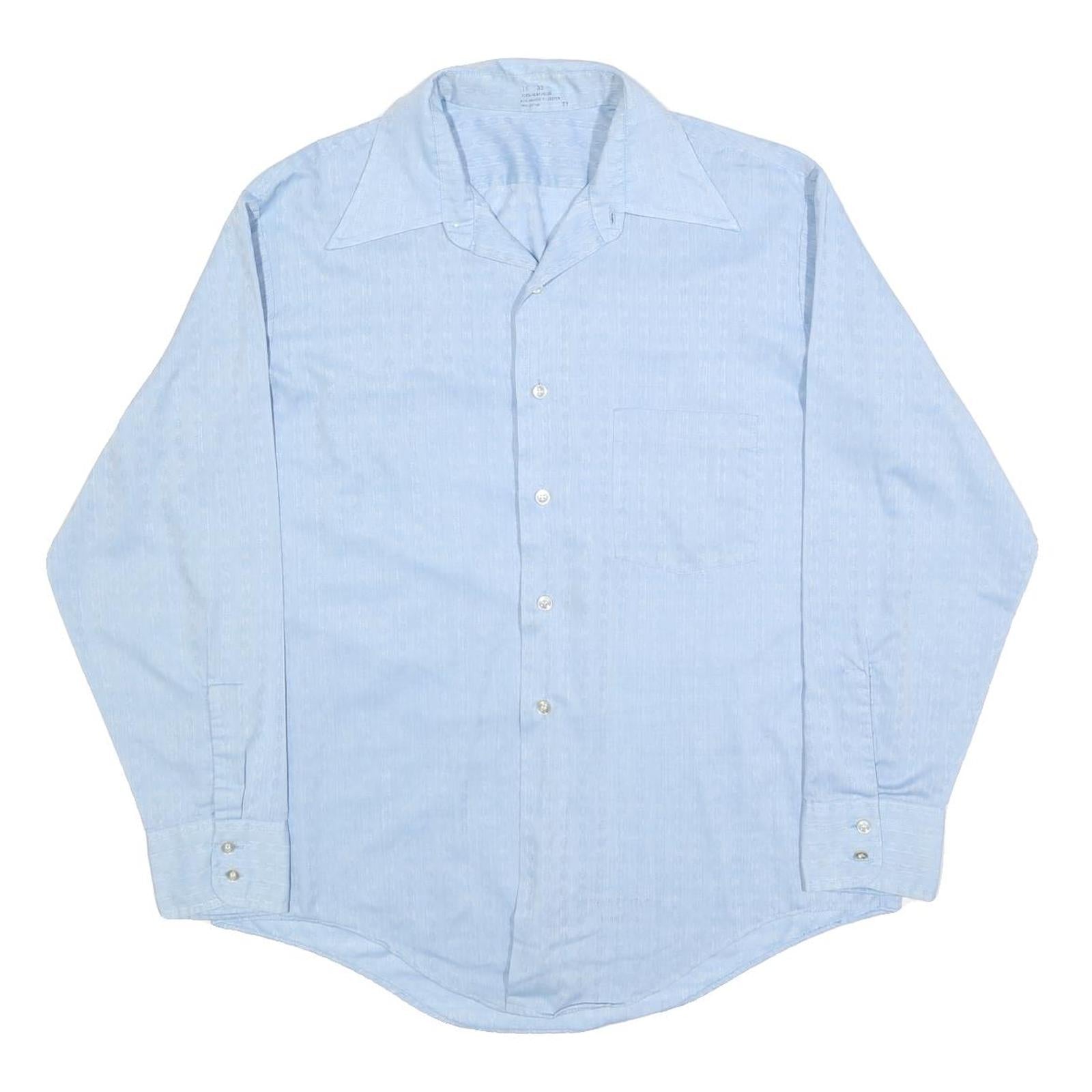 Mens Light Blue Shirt Long Sleeve L Polyester Blend Casual Workwear