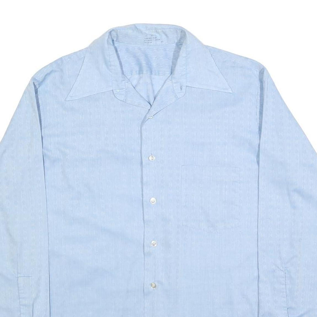Mens Light Blue Shirt Long Sleeve L Polyester Blend Casual Workwear