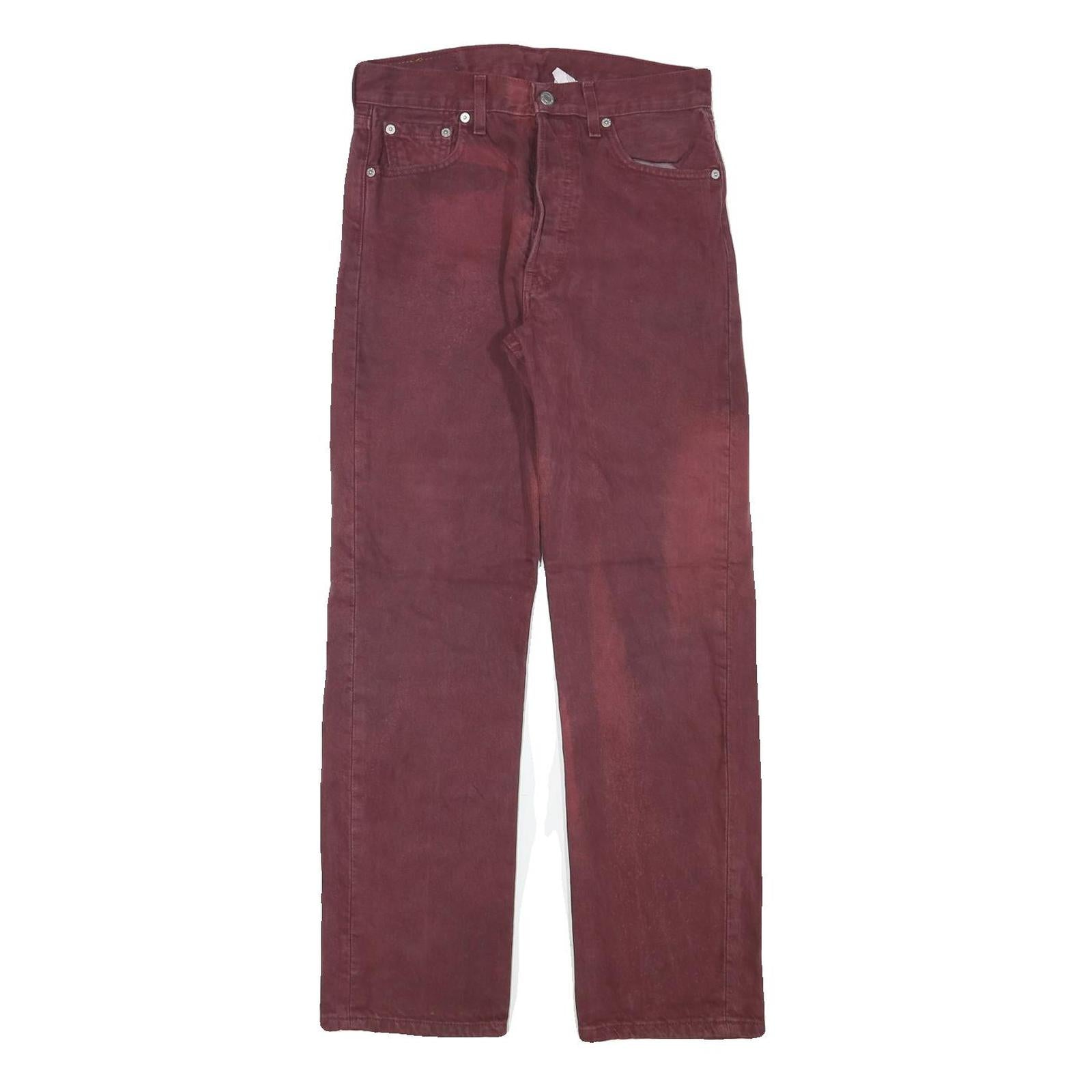 LEVI'S 501 Mens Red Regular Straight Denim Medium W28 L29 Classic Cotton Blend