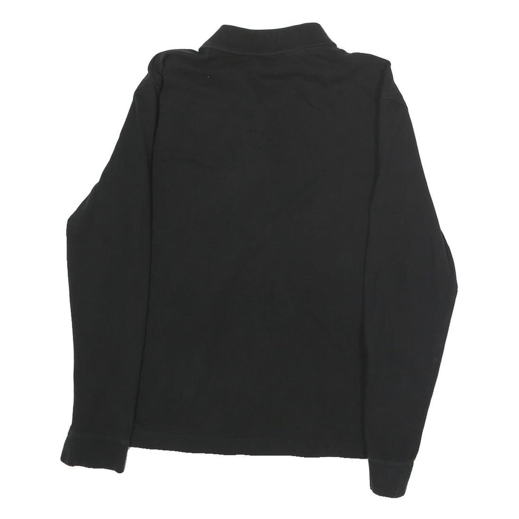 LACOSTE Mens Black Cotton Long Sleeve Plain Polo Shirt S Classic Sport