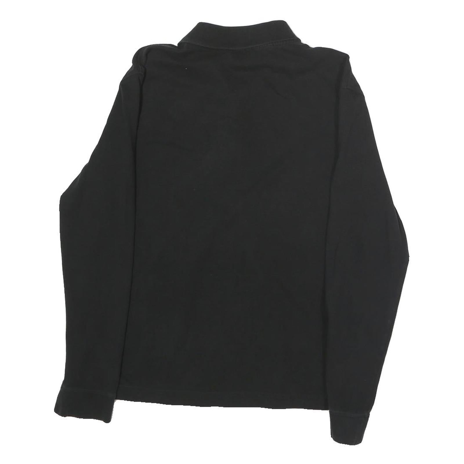 LACOSTE Mens Black Cotton Long Sleeve Plain Polo Shirt S Classic Sport