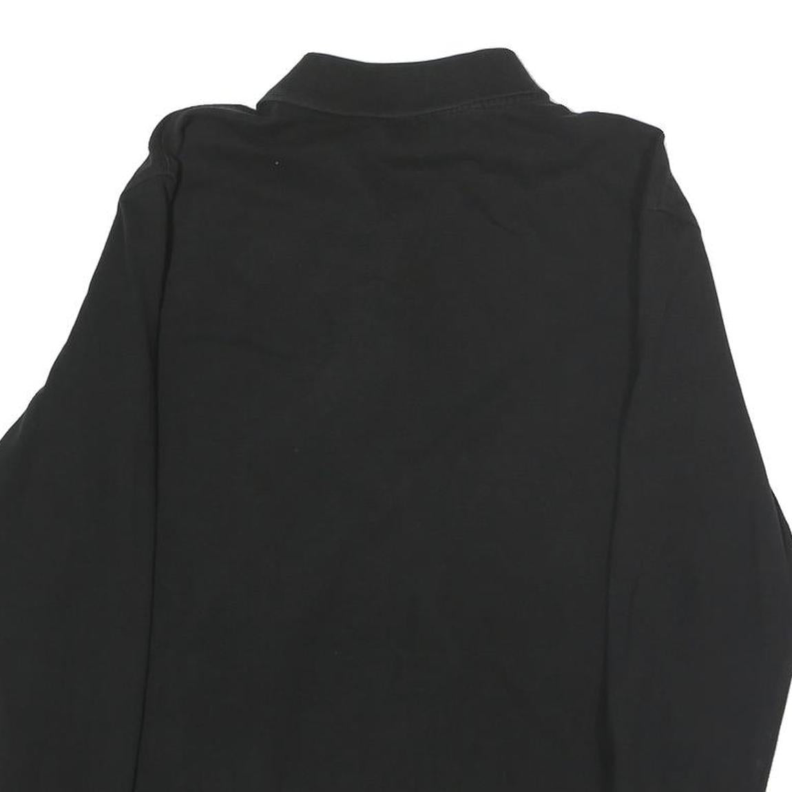 LACOSTE Mens Black Cotton Long Sleeve Plain Polo Shirt S Classic Sport