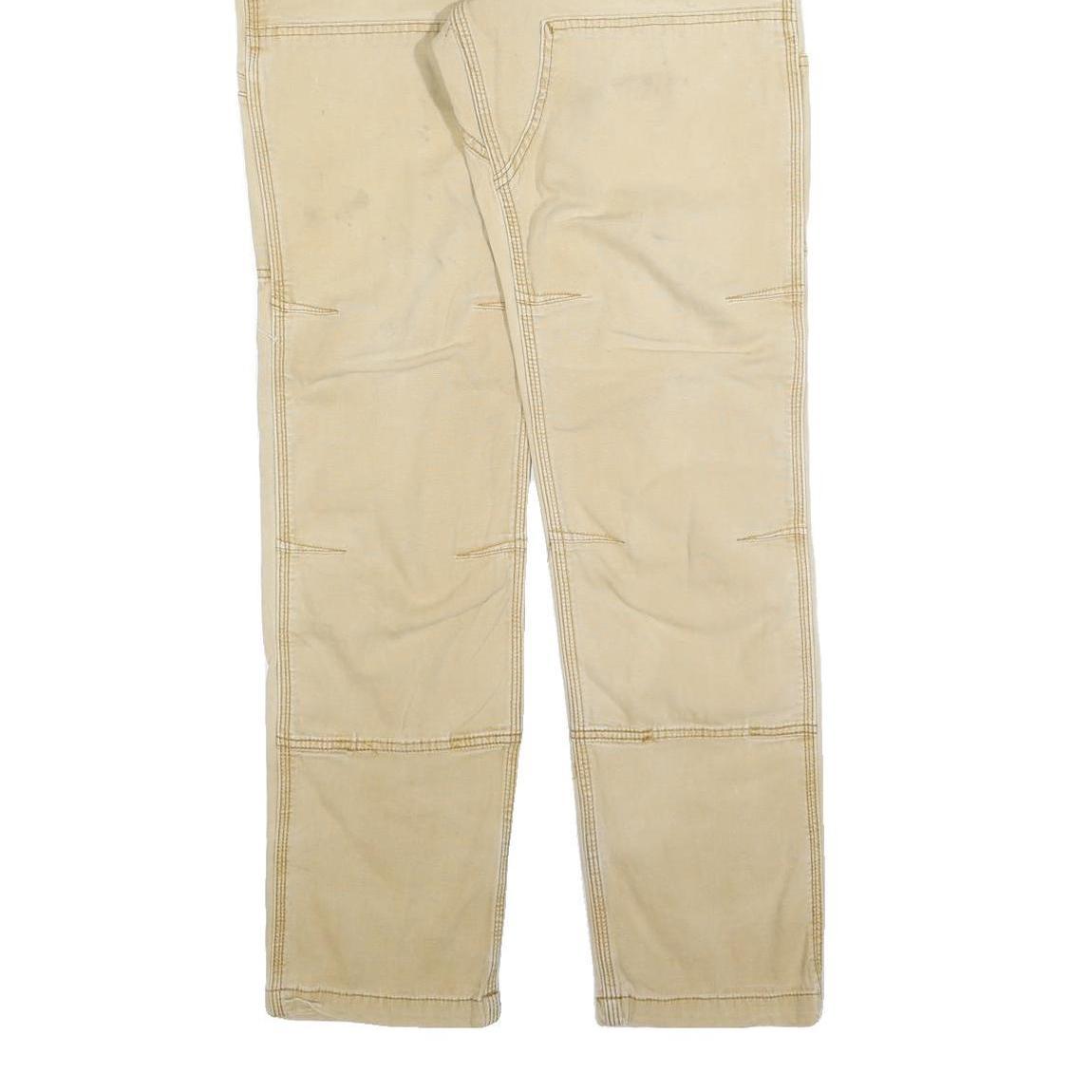 CARHARTT Mens Cotton Blend Beige Relaxed Straight Trousers W32 L34 Workwear