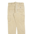 CARHARTT Mens Cotton Blend Beige Relaxed Straight Trousers W32 L34 Workwear