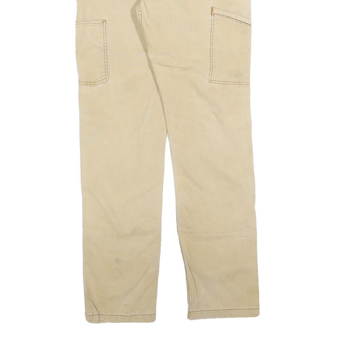 CARHARTT Mens Cotton Blend Beige Relaxed Straight Trousers W32 L34 Workwear