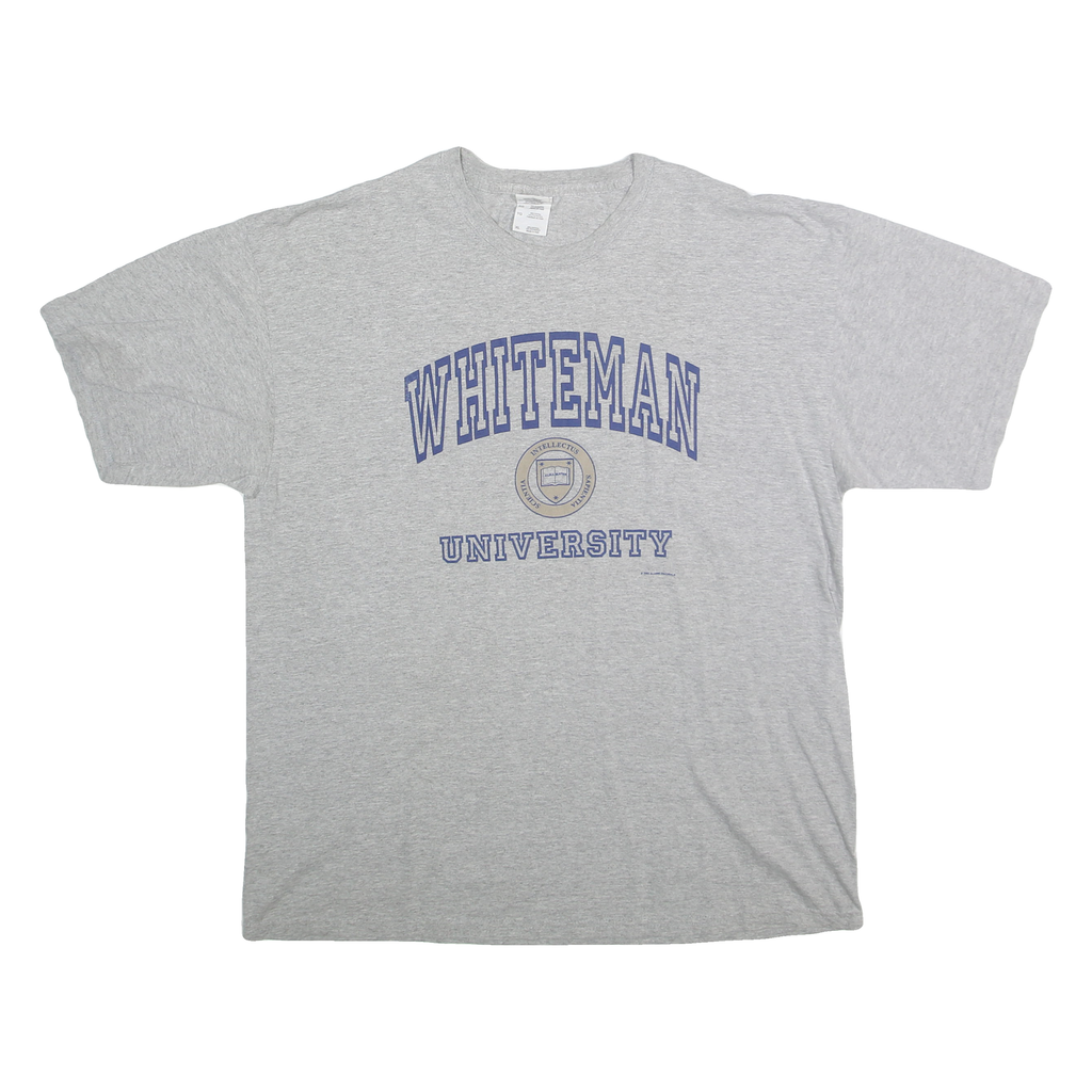 GILDEN Mens Grey Whiteman University Graphic T-Shirt XL Short Sleeve Crew Neck