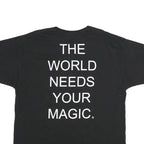 CHAMPION Mens Black Cotton Graphic T-Shirt 2XL Short Sleeve Crew Neck Magic