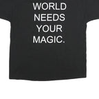 CHAMPION Mens Black Cotton Graphic T-Shirt 2XL Short Sleeve Crew Neck Magic