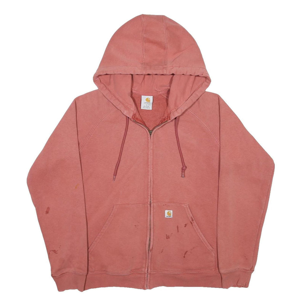 CARHARTT Womens Pink Full Zip Hoodie S Cotton Blend Casual Zip Up Sweatshirt