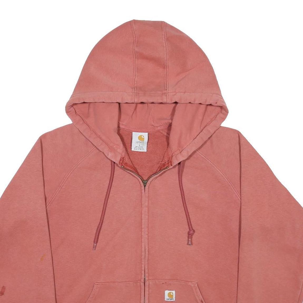CARHARTT Womens Pink Full Zip Hoodie S Cotton Blend Casual Zip Up Sweatshirt
