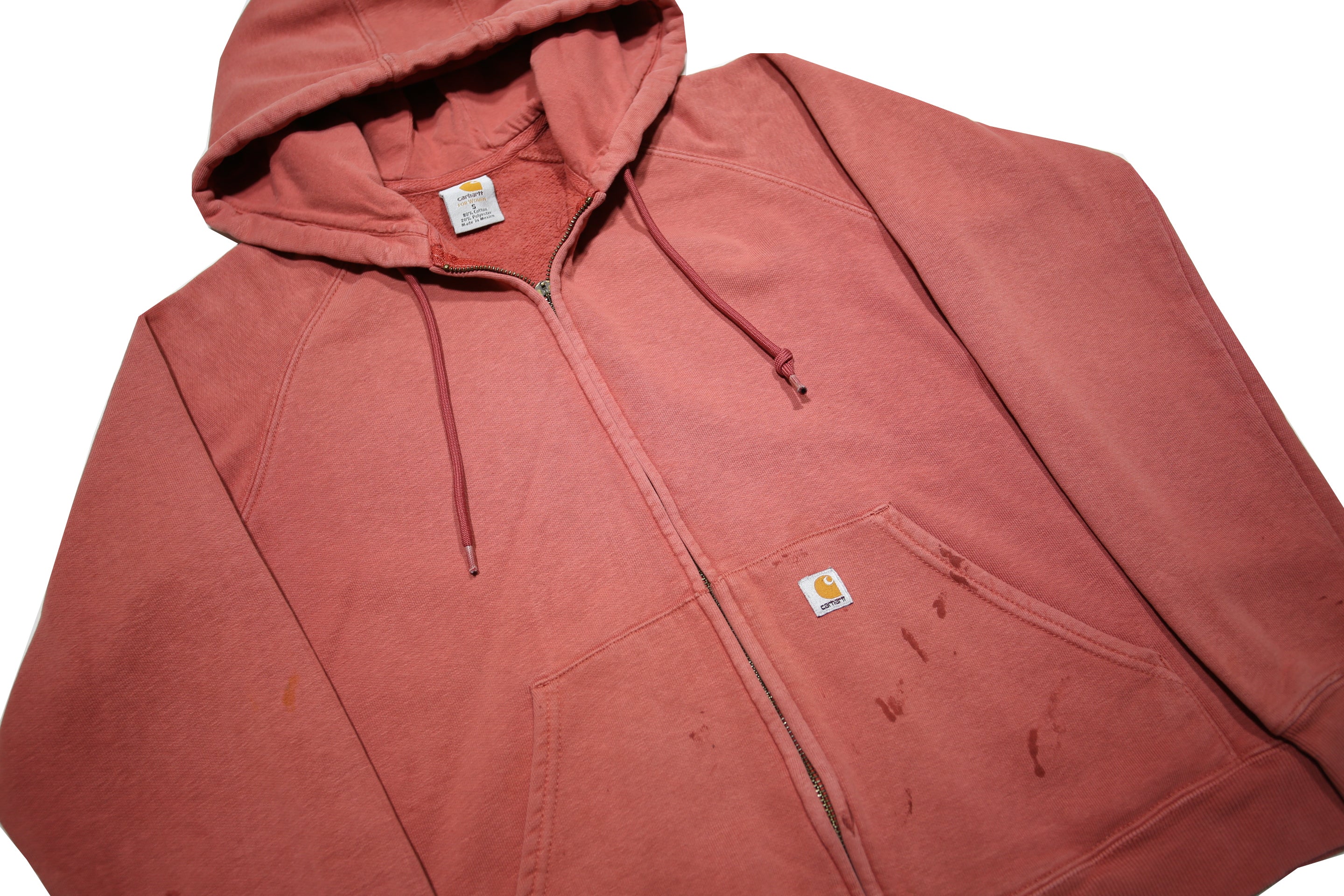 CARHARTT Womens Pink Full Zip Hoodie S Cotton Blend Casual Zip Up Sweatshirt