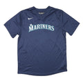 NIKE Mens Blue Mariners Baseball T-Shirt L Short Sleeve V-Neck Sports Jersey