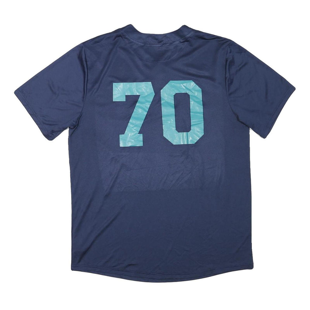 NIKE Mens Blue Mariners Baseball T-Shirt L Short Sleeve V-Neck Sports Jersey