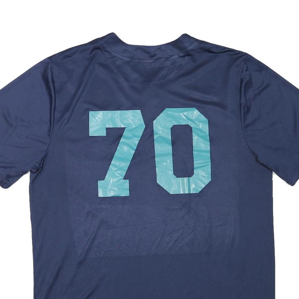 NIKE Mens Blue Mariners Baseball T-Shirt L Short Sleeve V-Neck Sports Jersey