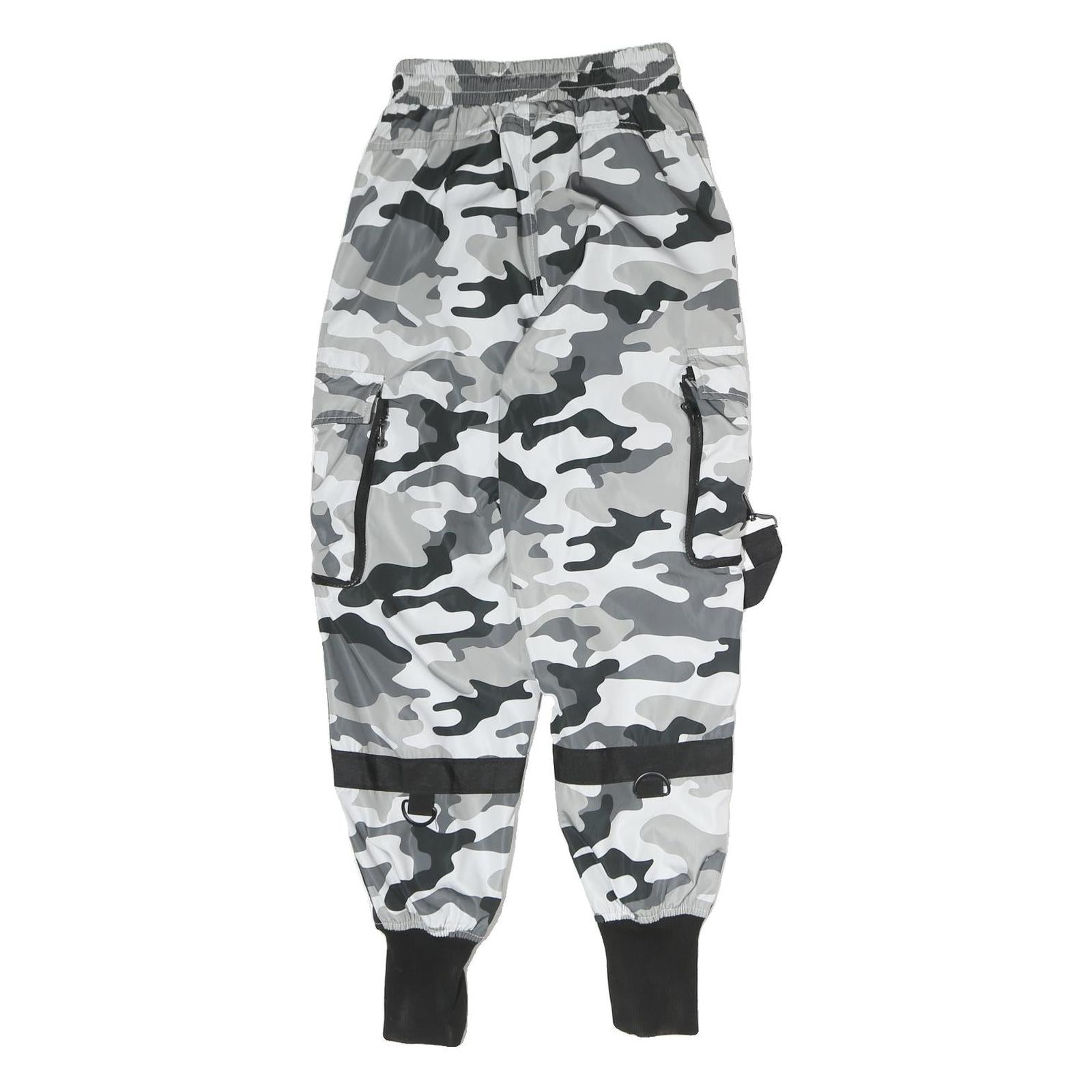 FB SISTERS Womens Polyester Grey & Black Camouflage Regular Tapered Trousers W22