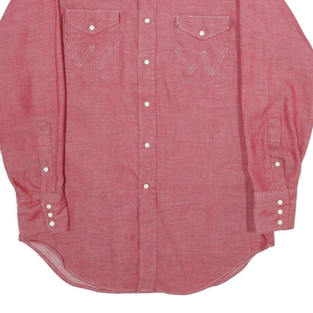 WRANGLER Mens Red Cotton Blend Western Shirt M Vintage Style Snap Button