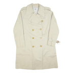 AQUASCUTUM Womens Cream Cotton Blend Trench Jacket L Classic Button Closure