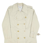 AQUASCUTUM Womens Cream Cotton Blend Trench Jacket L Classic Button Closure