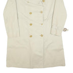 AQUASCUTUM Womens Cream Cotton Blend Trench Jacket L Classic Button Closure