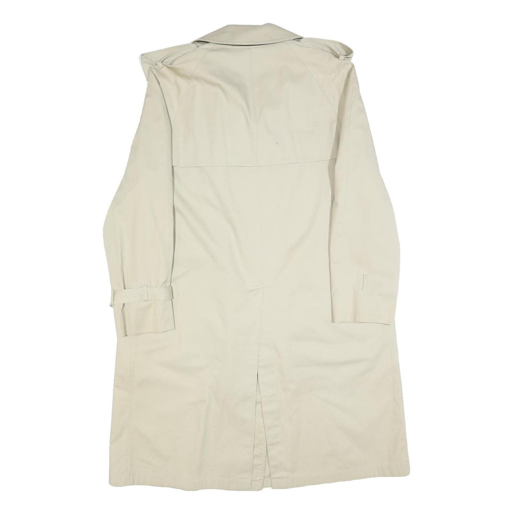 AQUASCUTUM Womens Cream Cotton Blend Trench Jacket L Classic Button Closure
