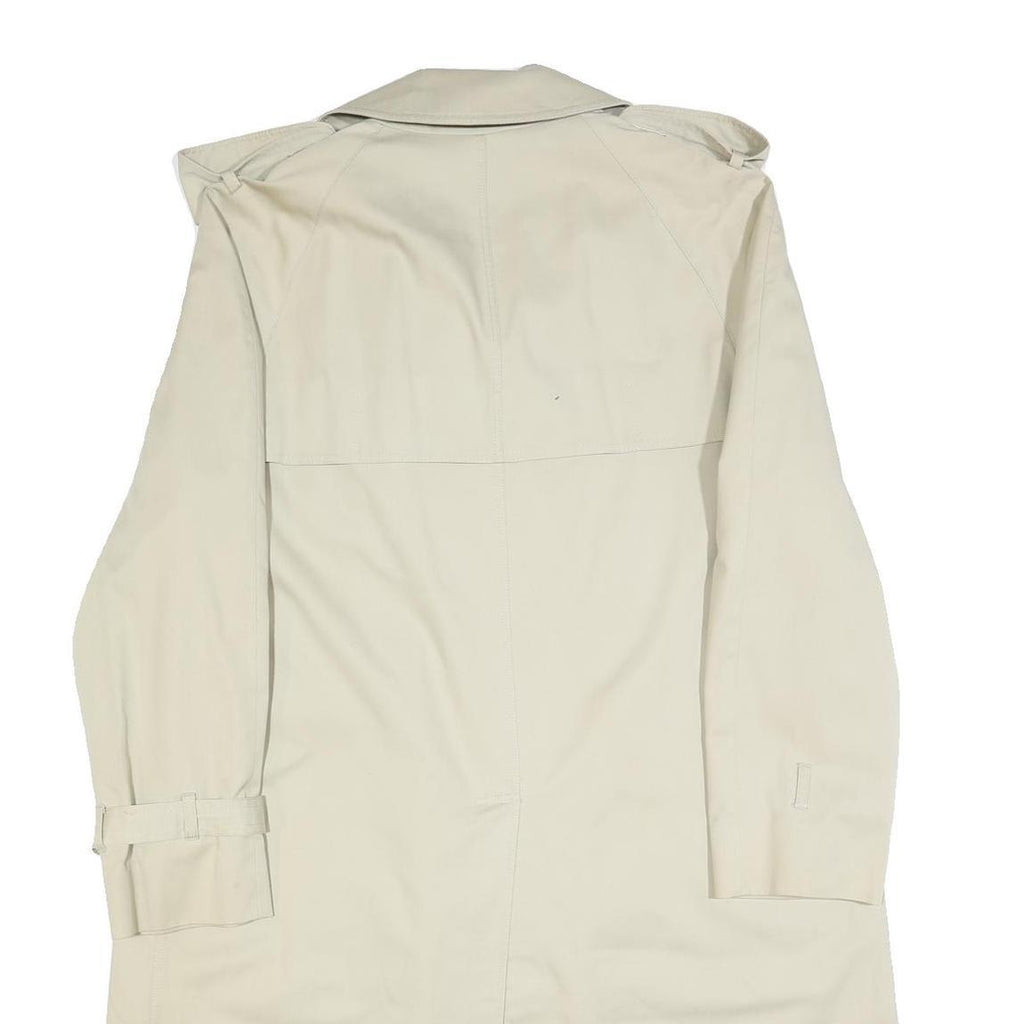 AQUASCUTUM Womens Cream Cotton Blend Trench Jacket L Classic Button Closure