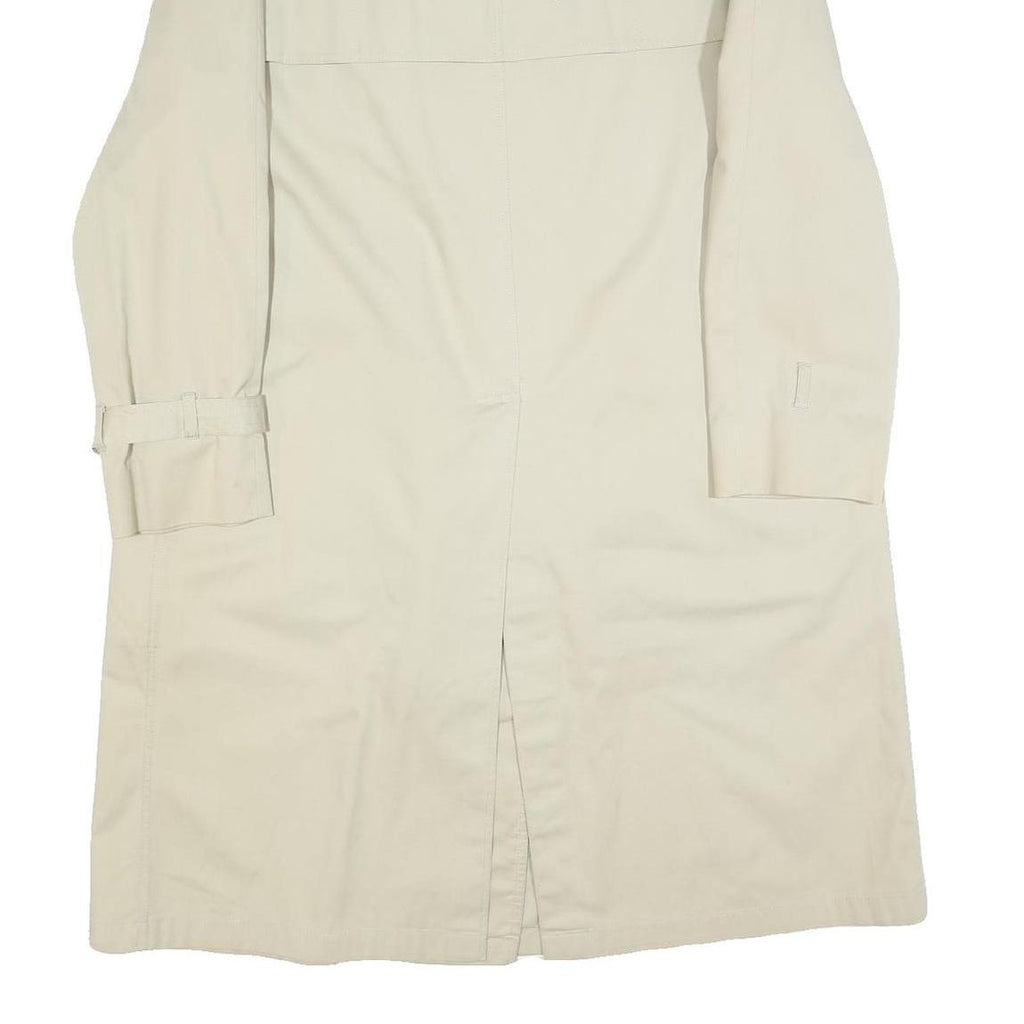 AQUASCUTUM Womens Cream Cotton Blend Trench Jacket L Classic Button Closure